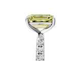 White gold Fancy Yellow Emerald  Cut Diamond Pavé Band Solitaire with Four-Prong Setting_8