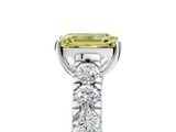 White gold Fancy Yellow Emerald  Cut Diamond Pavé Band Solitaire with Four-Prong Setting_8