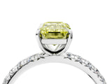 White gold Fancy Yellow Emerald  Cut Diamond Pavé Band with Four-Prong Setting_28