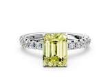 White gold Fancy Yellow Emerald  Cut Diamond Pavé Band with Four-Prong Setting_33