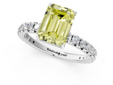 White gold Fancy Yellow Emerald  Cut Diamond Pavé Band with Four-Prong Setting_35