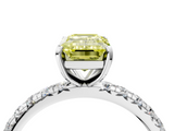 White gold Fancy Yellow Emerald  Cut Diamond Pavé Band with Four-Prong Setting_38
