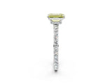 White gold Fancy Yellow Emerald Cut Diamond Pavé Engagement Ring with Round  Accents and Prong Setting_134