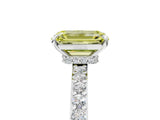 White gold Fancy Yellow Emerald Cut Diamond Pavé Engagement Ring with Round  Accents and Prong Setting_137