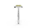 White gold Fancy Yellow Emerald Cut Diamond Pavé Halo Ring with Four-Prong Setting_62