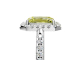 White gold Fancy Yellow Emerald Cut Diamond Pavé Halo Ring with Four-Prong Setting_65