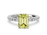 White gold Fancy Yellow Emerald Cut Diamond Pavé Solitaire Engagement Ring with Four-Prong Setting_79