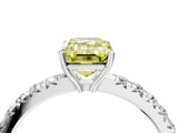 White gold Fancy Yellow Emerald Cut Diamond Pavé Solitaire Engagement Ring with Four-Prong Setting_83