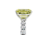 White gold Fancy Yellow Emerald Cut Diamond Pavé Solitaire Engagement Ring with Four-Prong Setting_87