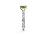 White gold Fancy Yellow Emerald Cut Diamond Pavé Solitaire Ring with Round Band and Prong Setting_21