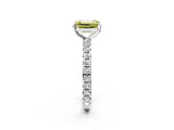 White gold Fancy Yellow Emerald Cut Diamond Pavé Solitaire Ring with Round Band and Prong Setting_45