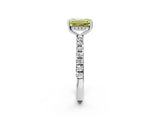 White gold Fancy Yellow Emerald Cut Diamond Pave Band Solitaire Ring with Round  and Prong Setting_132