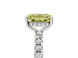 White gold Fancy Yellow Emerald Cut Diamond Pave Band Solitaire Ring with Round  and Prong Setting_135
