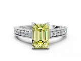 White gold Fancy Yellow Emerald  Cut Diamond Pave Band with Four-Prong Setting_20
