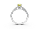 White gold Fancy Yellow Emerald  Cut Diamond Pave Band with Four-Prong Setting_23