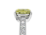 White gold Fancy Yellow Emerald  Cut Diamond Pave Band with Four-Prong Setting_25