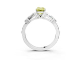 White gold Fancy Yellow Emerald  Cut Diamond Ring with Baguette Side Stones, Channel Set Band, and Four-Prong Setting_39