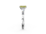 White gold Fancy Yellow Emerald  Cut Diamond Ring with Baguette Side Stones, Channel Set Band, and Four-Prong Setting_5