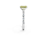 White gold Fancy Yellow Emerald Cut Diamond Ring with Marquise and Round  Side Stones and Four-Prong Setting_78