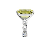 White gold Fancy Yellow Emerald Cut Diamond Ring with Marquise and Round  Side Stones and Four-Prong Setting_80