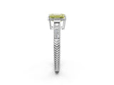 White gold Fancy Yellow Emerald Cut Diamond Ring with Milgrain Pavé Band and Four-Prong Setting_34