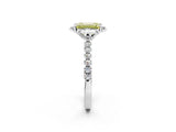 White gold Fancy Yellow Emerald Cut Diamond Ring with Pavé Band and Floral Prong Setting_62