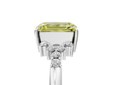 White gold Fancy Yellow Emerald Cut Diamond Ring with Side Stones and Four-Prong Setting_123