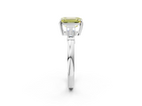 White gold Fancy Yellow Emerald  Cut Diamond Ring with Tapered Baguette Side Stones in Four-Prong Setting_5