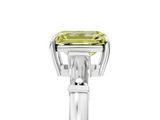 White gold Fancy Yellow Emerald  Cut Diamond Ring with Tapered Baguette Side Stones in Four-Prong Setting_8
