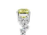 White gold Fancy Yellow Emerald Cut Diamond Scattered Round Accent Ring with Prong Setting_18