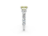 White gold Fancy Yellow Emerald Cut Diamond Side Stone Engagement Ring with Four-Prong Setting_44