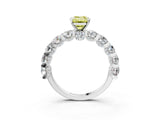 White gold Fancy Yellow Emerald Cut Diamond Side Stone Engagement Ring with Four-Prong Setting_45