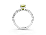 White gold Fancy Yellow Emerald Cut Diamond Side Stone Solitaire Ring with Round  and Four-Prong Setting_144