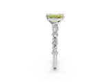 White gold Fancy Yellow Emerald Cut Diamond Side Stone Solitaire Ring with Round  and Four-Prong Setting_26
