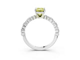 White gold Fancy Yellow Emerald Cut Diamond Side Stone Solitaire Ring with Round  and Four-Prong Setting_27