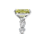 White gold Fancy Yellow Emerald Cut Diamond Side Stone Solitaire Ring with Round  and Four-Prong Setting_29