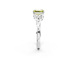 White gold Fancy Yellow Emerald Cut Diamond Solitaire Celtic Knot Ring with Four-Prong Setting_105
