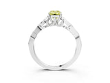 White gold Fancy Yellow Emerald Cut Diamond Solitaire Celtic Knot Ring with Four-Prong Setting_107