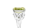 White gold Fancy Yellow Emerald Cut Diamond Solitaire Celtic Knot Ring with Four-Prong Setting_108
