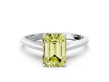White gold Fancy Yellow Emerald Cut Diamond Solitaire Engagement Ring with Cathedral Setting and Four-Prong Mount_12