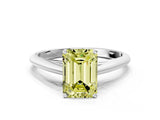 White gold Fancy Yellow Emerald Cut Diamond Solitaire Engagement Ring with Cathedral Setting and Four-Prong Mount_168