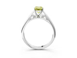 White gold Fancy Yellow Emerald Cut Diamond Solitaire Engagement Ring with Cathedral Setting and Four-Prong Mount_171