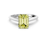 White gold Fancy Yellow Emerald Cut Diamond Solitaire Engagement Ring with Cathedral Setting and Four-Prong Mount_26