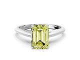 White gold Fancy Yellow Emerald Cut Diamond Solitaire Engagement Ring with Cathedral Setting and Four-Prong Mount_40