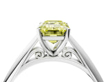 White gold Fancy Yellow Emerald Cut Diamond Solitaire Engagement Ring with Cathedral Setting and Four-Prong Mount_44