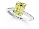 White gold Fancy Yellow Emerald Cut Diamond Solitaire Engagement Ring with Classic Band and Four-Prong Setting_183