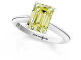 White gold Fancy Yellow Emerald Cut Diamond Solitaire Engagement Ring with Classic Band and Four-Prong Setting_37