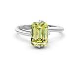 White gold Fancy Yellow Emerald Cut Diamond Solitaire Engagement Ring with Four-Prong Setting and Classic Band_20