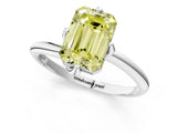 White gold Fancy Yellow Emerald Cut Diamond Solitaire Engagement Ring with Four-Prong Setting and Classic Band_21