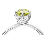White gold Fancy Yellow Emerald Cut Diamond Solitaire Engagement Ring with Four-Prong Setting and Classic Band_24